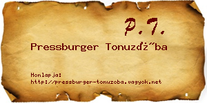 Pressburger Tonuzóba névjegykártya